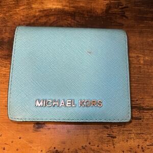 Michael Kors Teal Wallet Compact Bifold Snap Closure Card Holder